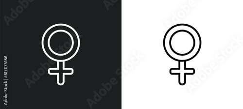 female line icon in white and black colors. female flat vector icon from female collection for web, mobile apps and ui.