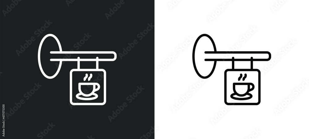 coffee shop line icon in white and black colors. coffee shop flat vector icon from coffee shop collection for web, mobile apps and ui. coffee shop line icon in white and black colors. coffee shop flat vector icon from coffee shop collection for web, mobile apps and ui.