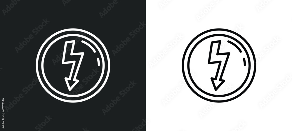 high voltage line icon in white and black colors. high voltage flat vector icon from high voltage collection for web, mobile apps and ui.