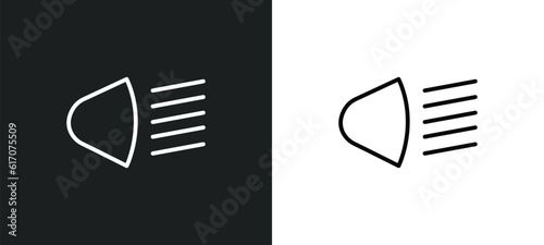 high beam line icon in white and black colors. high beam flat vector icon from high beam collection for web, mobile apps and ui.