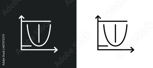 parabola line icon in white and black colors. parabola flat vector icon from parabola collection for web  mobile apps and ui.