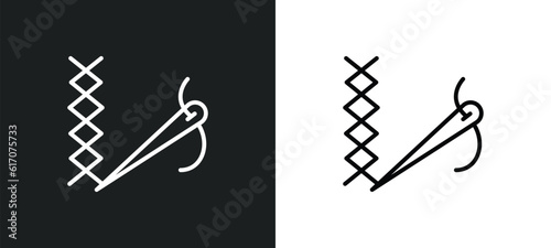 stiching line icon in white and black colors. stiching flat vector icon from stiching collection for web, mobile apps and ui.