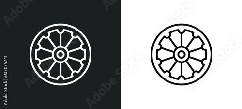 spokes line icon in white and black colors. spokes flat vector icon from spokes collection for web, mobile apps and ui.