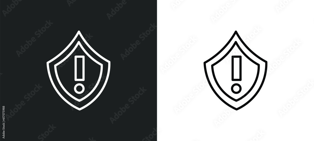 security warning line icon in white and black colors. security warning flat vector icon from security warning collection for web, mobile apps and ui. security warning line icon in white and black colors. security warning flat vector icon from security warning collection for web, mobile apps and ui.