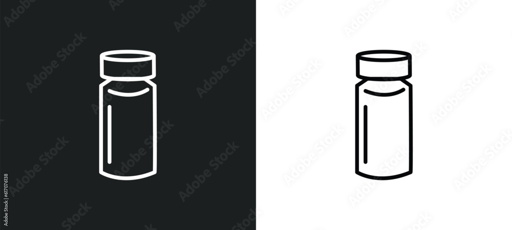 vial line icon in white and black colors. vial flat vector icon from vial collection for web, mobile apps and ui. vial line icon in white and black colors. vial flat vector icon from vial collection for web, mobile apps and ui.