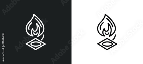 burner line icon in white and black colors. burner flat vector icon from burner collection for web  mobile apps and ui.