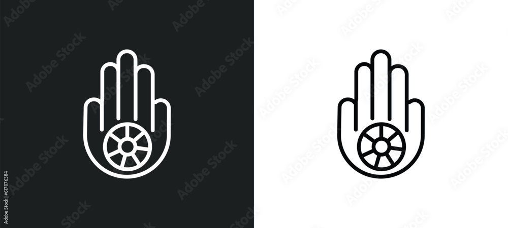 Fototapeta premium jainism line icon in white and black colors. jainism flat vector icon from jainism collection for web, mobile apps and ui.