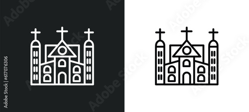 monastery line icon in white and black colors. monastery flat vector icon from monastery collection for web  mobile apps and ui.