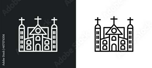 monastery line icon in white and black colors. monastery flat vector icon from monastery collection for web, mobile apps and ui.