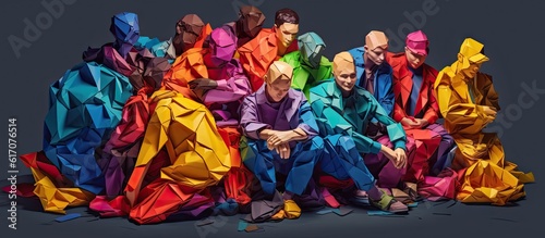 a bunch of colorful paper people are sitting together Generative AI
