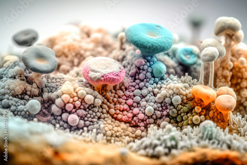 Close up Mold microorganism colonies , microbiology concept photo