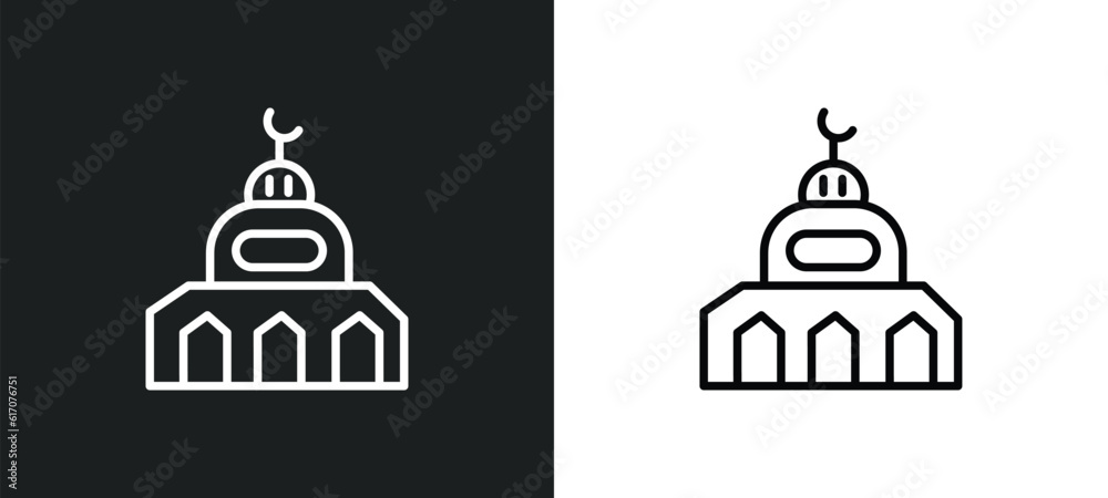 small mosque line icon in white and black colors. small mosque flat vector icon from small mosque collection for web, mobile apps and ui.