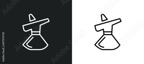 sufi mystic line icon in white and black colors. sufi mystic flat vector icon from sufi mystic collection for web, mobile apps and ui.