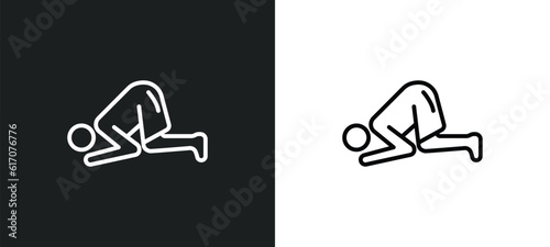 ruku posture line icon in white and black colors. ruku posture flat vector icon from ruku posture collection for web, mobile apps and ui.