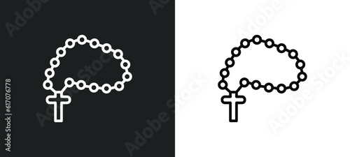 raya rosary line icon in white and black colors. raya rosary flat vector icon from raya rosary collection for web, mobile apps and ui.