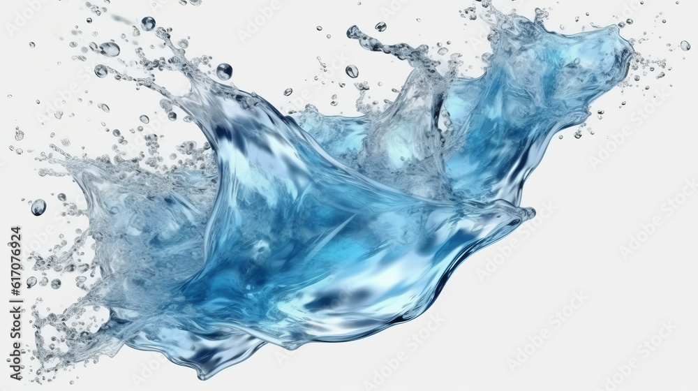 Obraz premium Blue liquid splashing and dispersing in water with bubbles