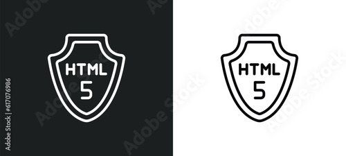 html5 line icon in white and black colors. html5 flat vector icon from html5 collection for web, mobile apps and ui.