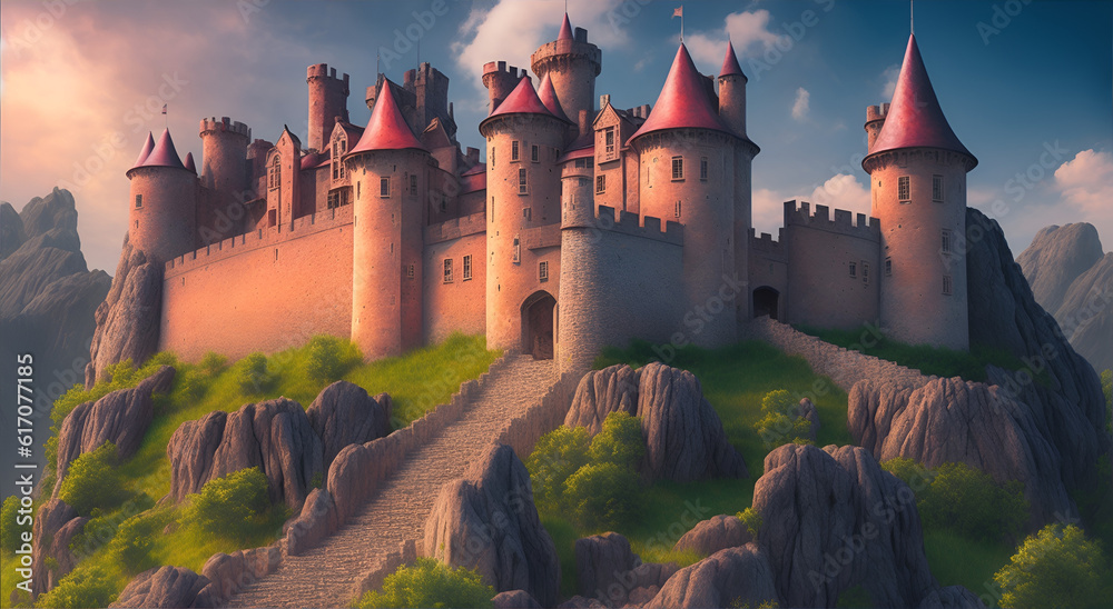 Fototapeta premium castle in the sunset