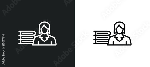 librarian line icon in white and black colors. librarian flat vector icon from librarian collection for web, mobile apps and ui.