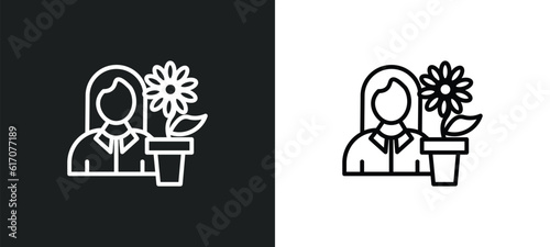 florist line icon in white and black colors. florist flat vector icon from florist collection for web, mobile apps and ui.