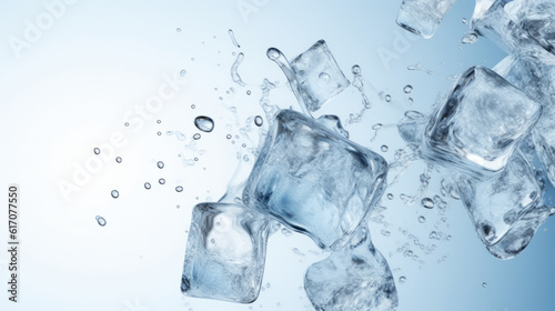 Ice Cubes Splashing into a Glass of Wate