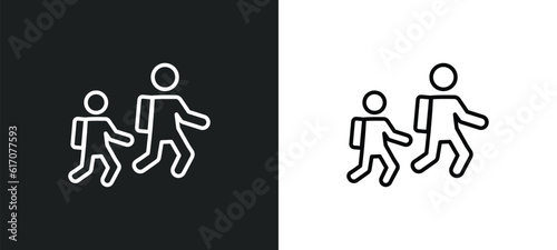 walking to school line icon in white and black colors. walking to school flat vector icon from walking to school collection for web, mobile apps and ui.