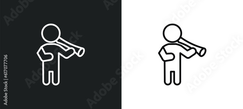 man playing a flute line icon in white and black colors. man playing a flute flat vector icon from man playing a flute collection for web, mobile apps and ui.