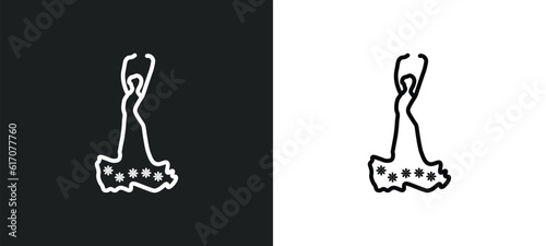spanish woman line icon in white and black colors. spanish woman flat vector icon from spanish woman collection for web, mobile apps and ui.