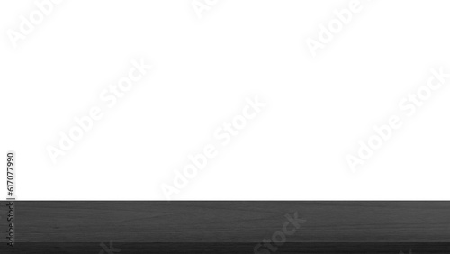 Obraz na plátně empty dark black wooden table top in foreground isolated on background with clipping path