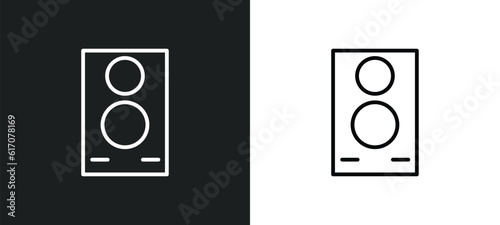 big speaker line icon in white and black colors. big speaker flat vector icon from big speaker collection for web, mobile apps and ui.