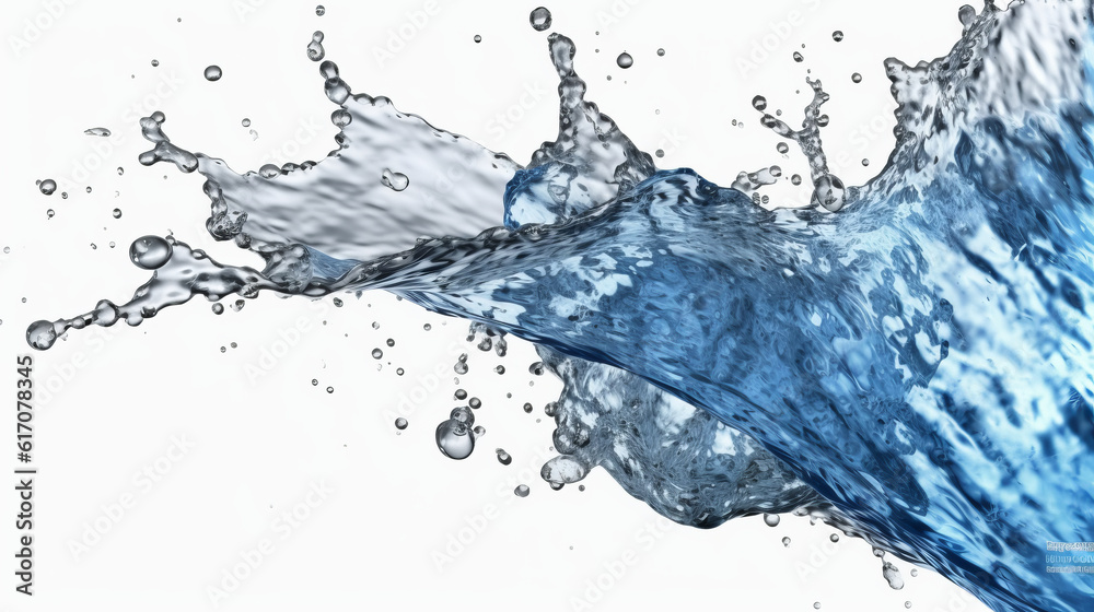Obraz premium Water droplets splashing on a blank white surface