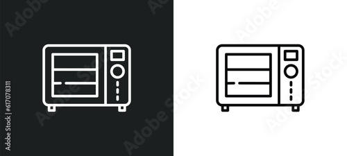 microvawe line icon in white and black colors. microvawe flat vector icon from microvawe collection for web, mobile apps and ui. photo