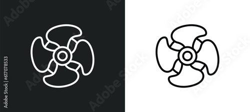 ship engine propeller line icon in white and black colors. ship engine propeller flat vector icon from ship engine propeller collection for web, mobile apps and ui.