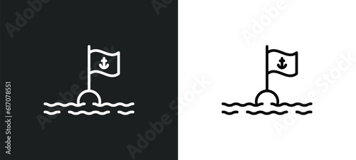 sea flag line icon in white and black colors. sea flag flat vector icon from sea flag collection for web, mobile apps and ui.