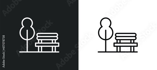 park bench line icon in white and black colors. park bench flat vector icon from park bench collection for web, mobile apps and ui.