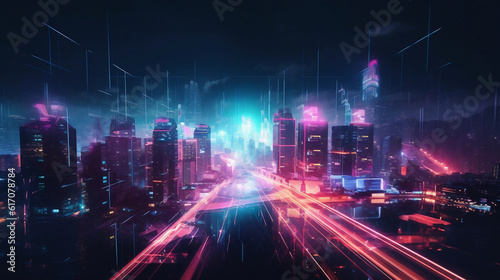 "Neon Horizons: Embracing the Technological Tapestry of Urban Life