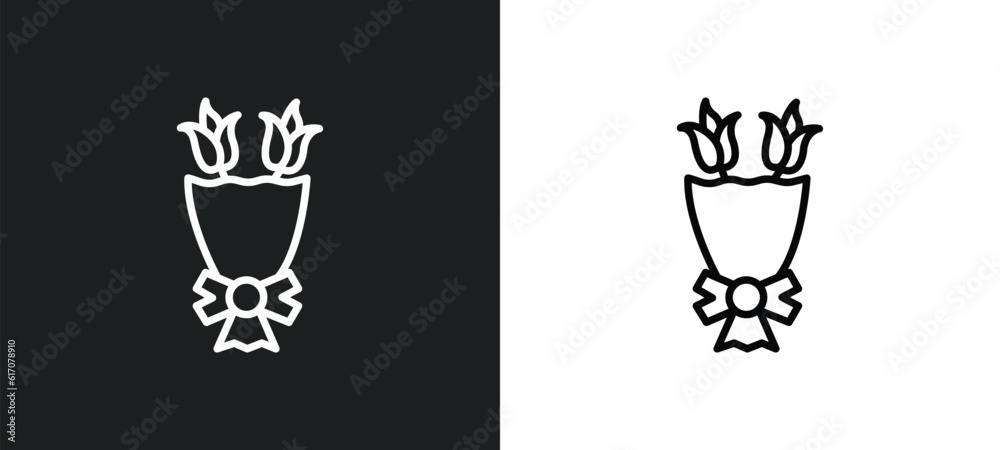 flower bouquet line icon in white and black colors. flower bouquet flat vector icon from flower bouquet collection for web, mobile apps and ui. flower bouquet line icon in white and black colors. flower bouquet flat vector icon from flower bouquet collection for web, mobile apps and ui.