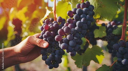grape harvest at sunset