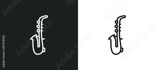 saxophone line icon in white and black colors. saxophone flat vector icon from saxophone collection for web, mobile apps and ui.