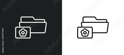 image archive line icon in white and black colors. image archive flat vector icon from image archive collection for web, mobile apps and ui.