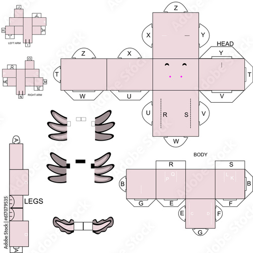 axolotl character cartoon illustration cube craft design in vector format