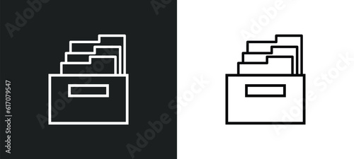 archivist line icon in white and black colors. archivist flat vector icon from archivist collection for web, mobile apps and ui. photo