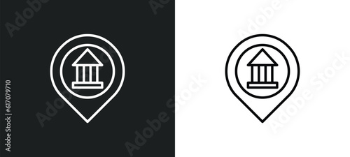 museum map line icon in white and black colors. museum map flat vector icon from museum map collection for web, mobile apps and ui.
