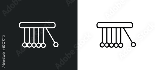 newtons cradle line icon in white and black colors. newtons cradle flat vector icon from newtons cradle collection for web, mobile apps and ui.