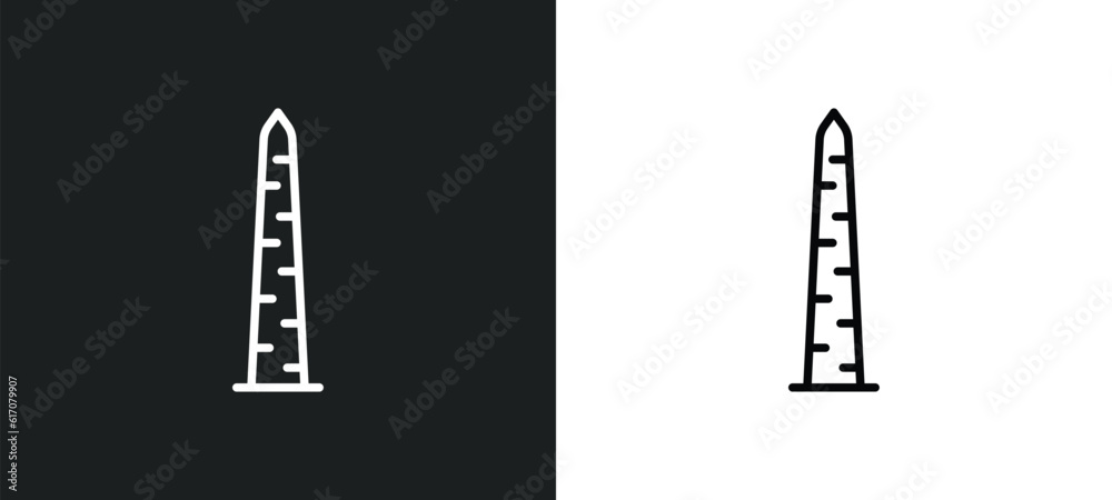 walled obelisk line icon in white and black colors. walled obelisk flat vector icon from walled obelisk collection for web, mobile apps and ui.