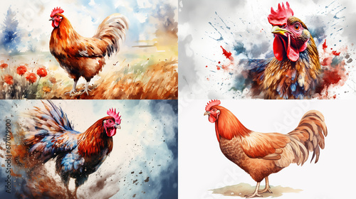rooster and hens