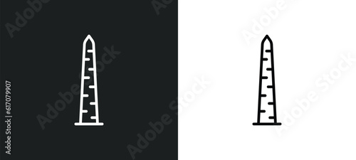 walled obelisk line icon in white and black colors. walled obelisk flat vector icon from walled obelisk collection for web, mobile apps and ui.