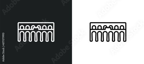 segovia aqueduct line icon in white and black colors. segovia aqueduct flat vector icon from segovia aqueduct collection for web, mobile apps and ui.