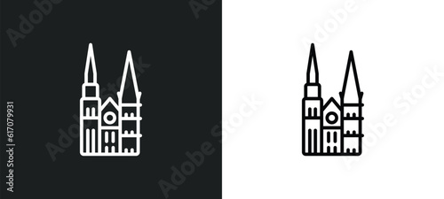 chartres cathedral line icon in white and black colors. chartres cathedral flat vector icon from chartres cathedral collection for web, mobile apps and ui.