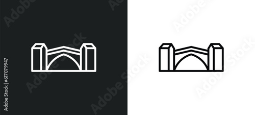 stari most line icon in white and black colors. stari most flat vector icon from stari most collection for web, mobile apps and ui.